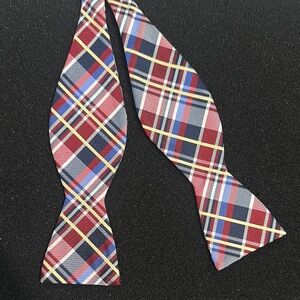 Saddlebred Red, Navy and Yellow Plaid Self-Tie Bow Tie
